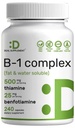Vitamina B1 500mg con Benfotiamine, 240 capsule – 2 in 1 Formula potenziata – Fat & Water Soluble Thiamine B1 Supplemento – Terze Parti Testata, Non OGM, Senza Gluten