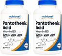 Acido pantotenico Nutricost (Vitamina B5) 500 mg, 240 capsule (2 bottiglie)