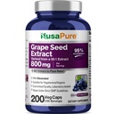 Estratto di semi di grano di NusaPure 40.000 mg per caps, 200 capsule vegane, standardizzato, non OGM, senza glutine, resveratrolo