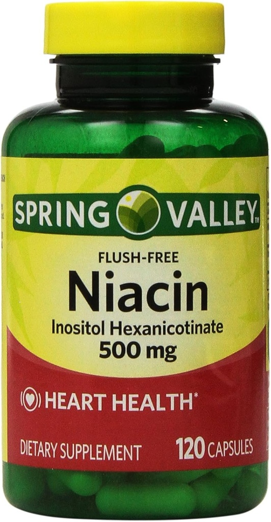 Valle di Primavera - Niacina senza Flush (B-3) 500 mg, 240 capsule (2 bottiglie di 120)