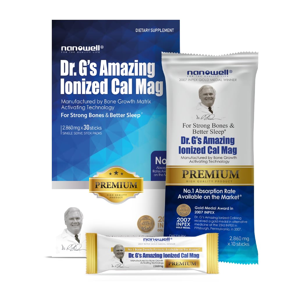 Dr. G's Amazing Ionized Cal Mag 2,860mg (Premium) - Bone Forza e Bone supplemento di salute con ionized Calcium & Magnesium Powder Stick Packs - 30 Sticks x 1 Pack (30 Conte)