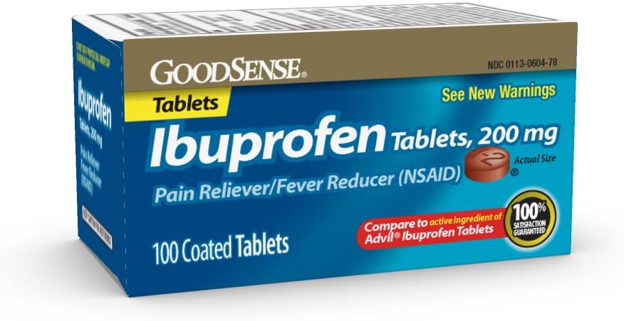GoodSense 200 mg compresse di Ibuprofene, Riduttore di febbre e sollievo di dolore da dolori corpo, mal di testa, artrite dolore e altro, 100 Conte