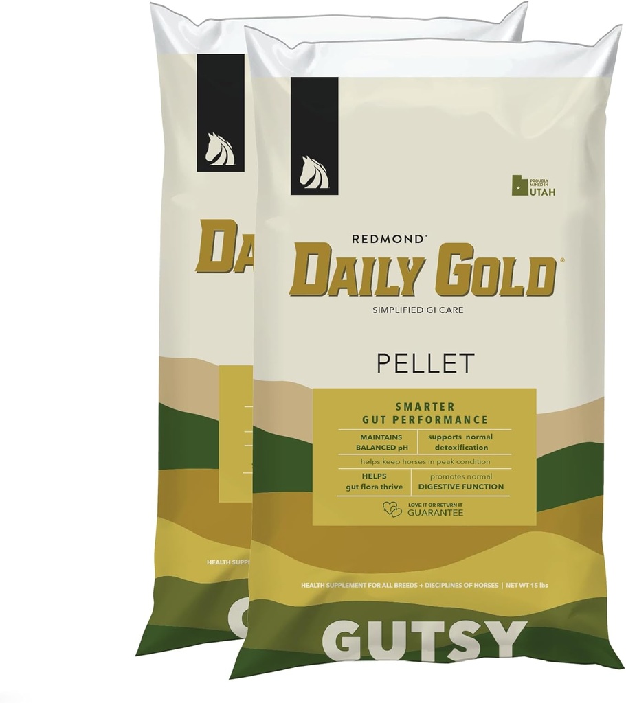 REDMOND Pellets Daily Gold Relief Stress, Argilla di Guarigione Naturale per Ulcer gastrici a Cavalli (2 Confezione)