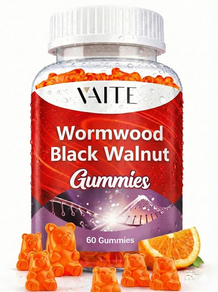 Black Walnut Wormwood Gummies - Integratore a base di erbe con Artemisia Annua Herb & Juglans nigra Hull per il benessere digestivo & Natural Body Cleanse, Non-GMO & Gluten Supplementi gratuiti - 60 Gummy Chewables