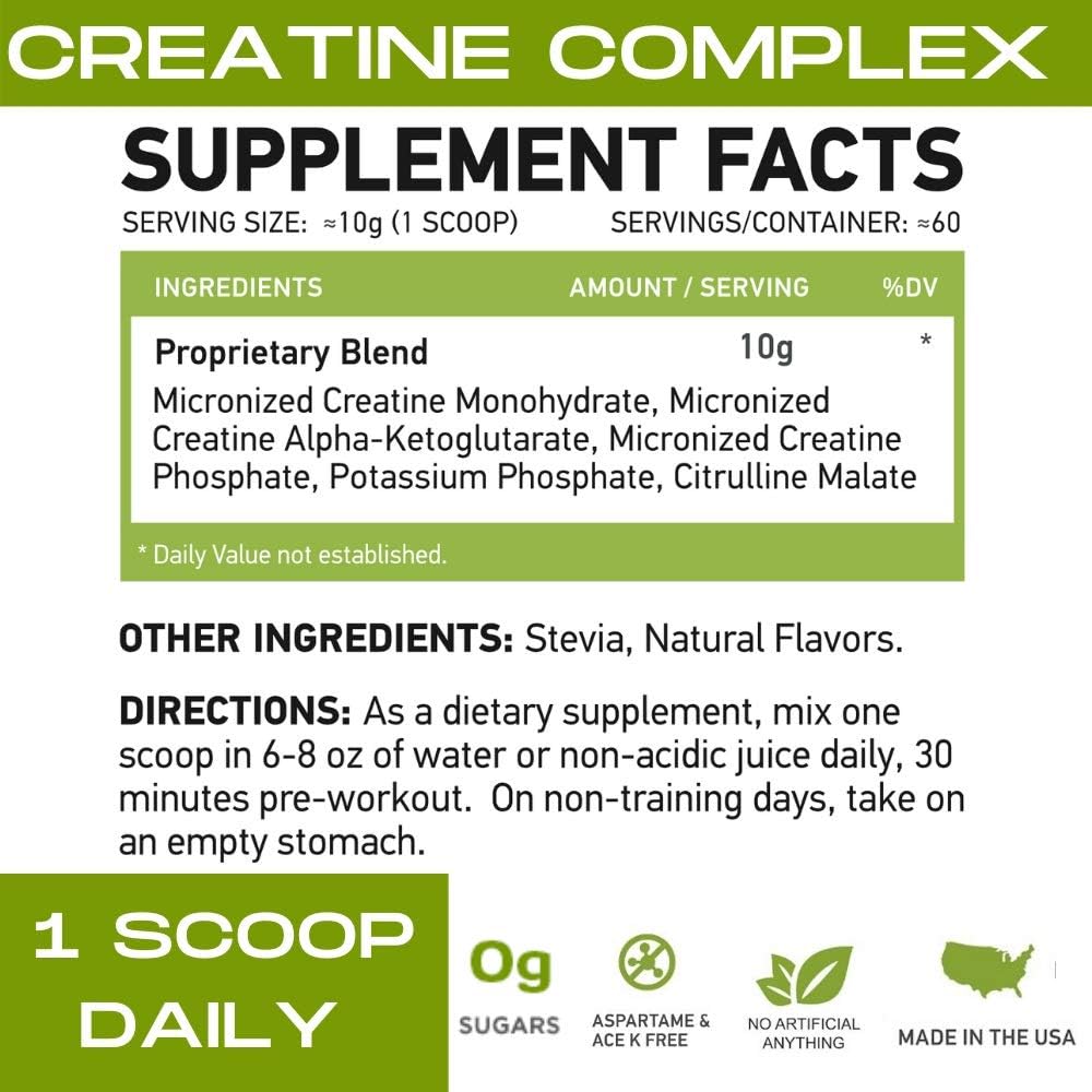 MFL Muscle Creatine | 3 Forme di Creatina micronizzata | 10g | 0 Zucchero | Addolcito con Stevia | All-Natural | 60 Serve (Naturale)