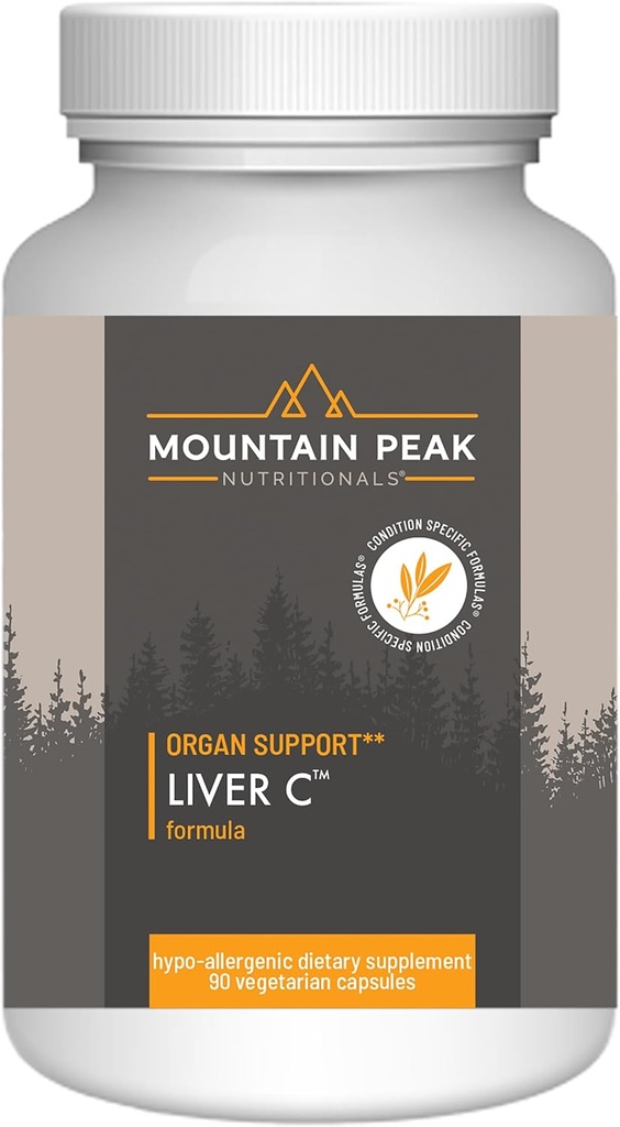 Mountain Peak Nutritionals Liver C - Integratore d'organo aiuta a mantenere la funzione e la produzione di energia dal fegato sano - w/Siliphos® & Mushrooms - Integratore alimentare anallergico (90 capsule vegetariane)