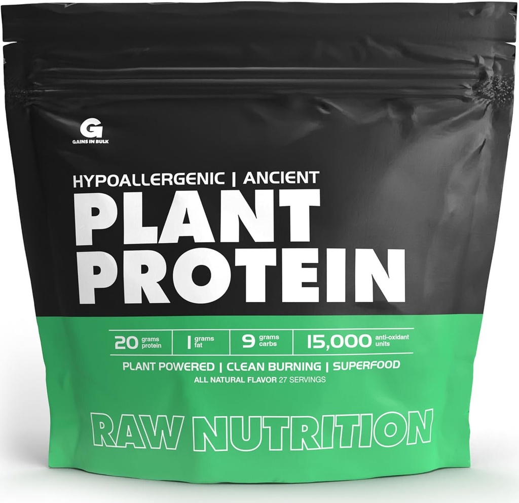 Gains in Bulk, GIB Raw, Proteine Powered Plant, Proteine Vegane, 2,6 lbs