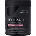 Polvere di elettroliti di Hydrate Sports Research® - Zucchero-Free & naturalmente aromatizzato con vitamine, minerali e acqua di cocco - Supporta l'idratazione - Limonata di lampone - 90 Serve