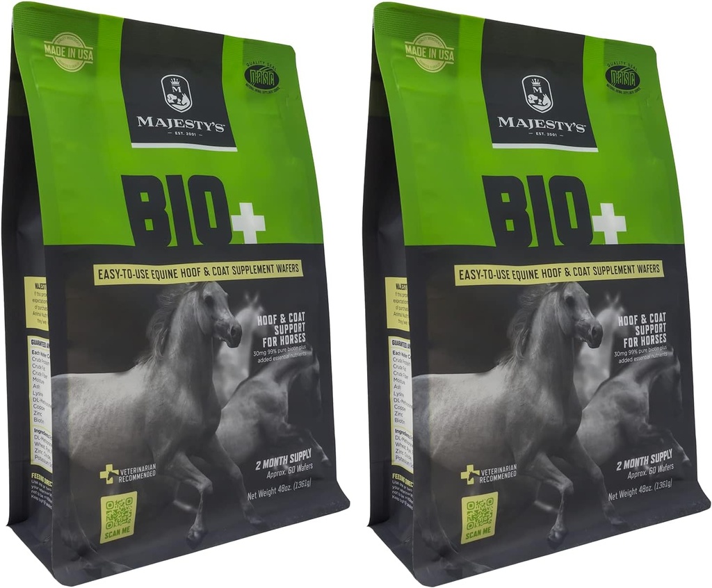 Maestà BIO+ Biotin Wafers - Superior Horse/Equine Hoof and Coat Support Supplement - Rame, Zinco, Lisina, Metionina (2 Pack (120 Count Total))