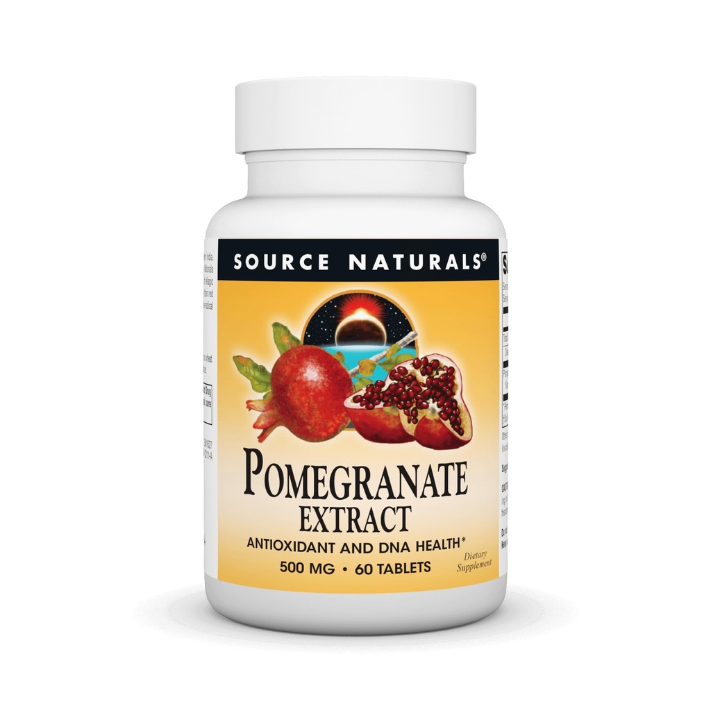 Fonte Naturals Pomegranate Extract 500mg Complete Whole Fruit Ellagic Acid Antiossidante & Aggiunto Fibra - 60 compresse