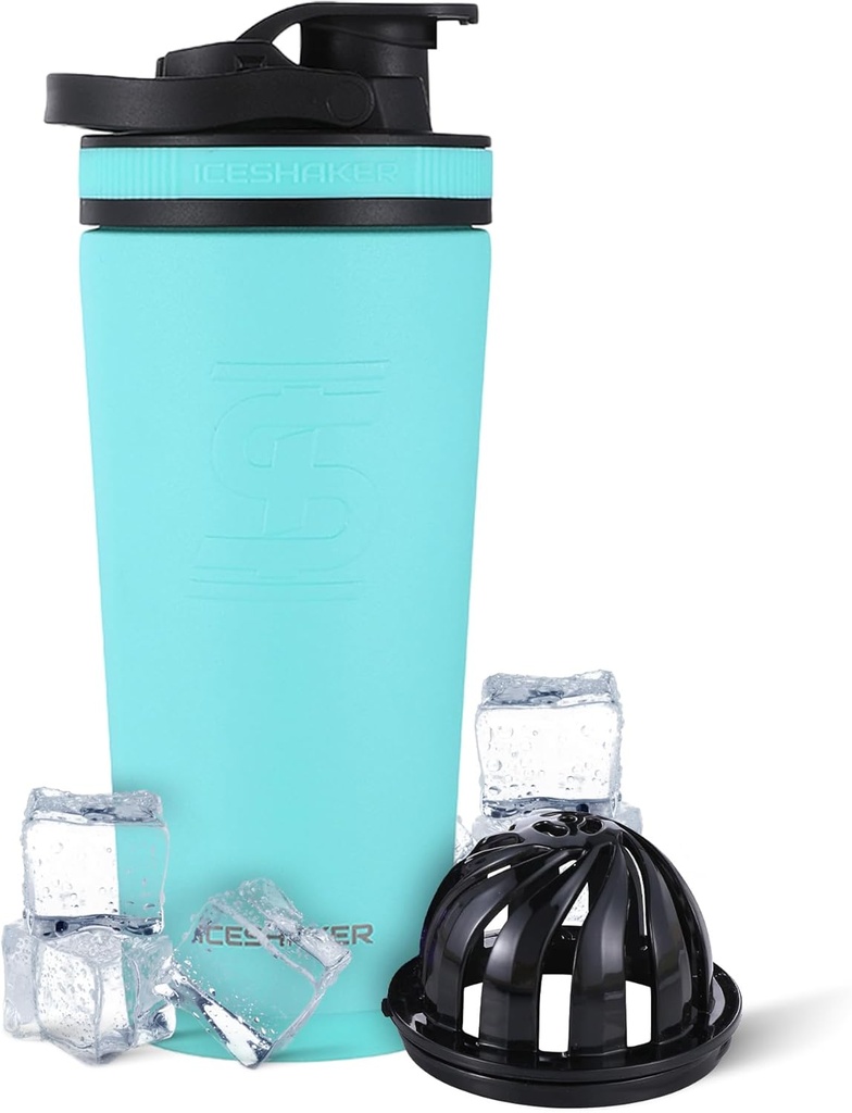 Bottiglia di agitatore in acciaio inossidabile coibentata | 26oz, zecca | Freddo per 30+ ore | Coppa isolata con Agitatore Twist-on | Bottiglia senza odori per scuotere proteiche, acqua, lisciotte, cocktail