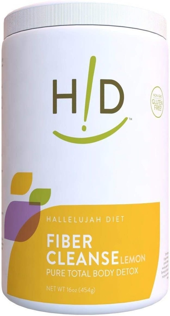 Polvere detergente per fibre di dieta Hallelujah - Limone aromatizzato, Psyllium e Flax polvere a base di semi, elimina le tossine e ripristina la funzione ottimale del telo, naturale supplemento di pulizia del colon - (16 oz)