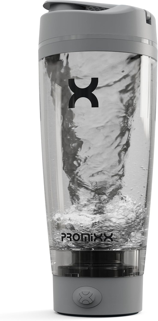 Promixx PRO Shaker Bottiglia Nuova edizione – Ricaricabile, Potente per Smooth Protein Shakes – include Supplement Storage, BPA Free, 20oz Cup, Cool Gray