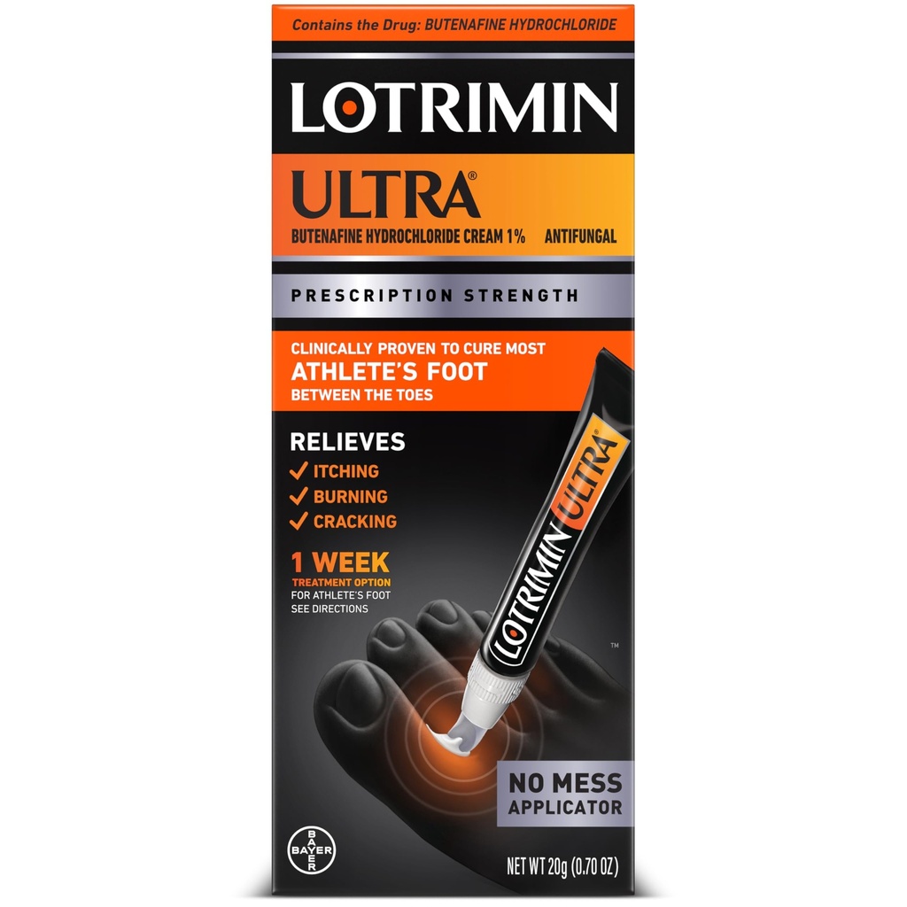 Lotrimin Ultra con No Touch Applicator, 1 settimana Athlete's Foot Treatment Cream. Resistenza di prescrizione Butenafine cloridrato 1%,Cures piede più atletico tra le punte, antifungine, 0,7 oz (20 grammi)