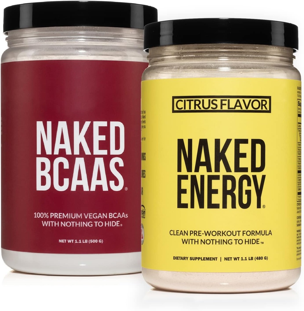 NAKED Vegan Energy and Performance Bundle Citrus Energy BCAAS Aminoacidi Polvere