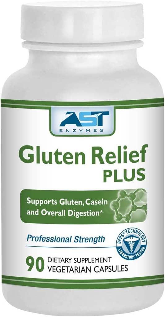 Gluten Relief Plus – 90 capsule vegetariane - Gluten Digestion Support – Premium Natural Digestive Enzyme Formula - Contiene DPP-IV Enzyme Complex – AST Enzymes