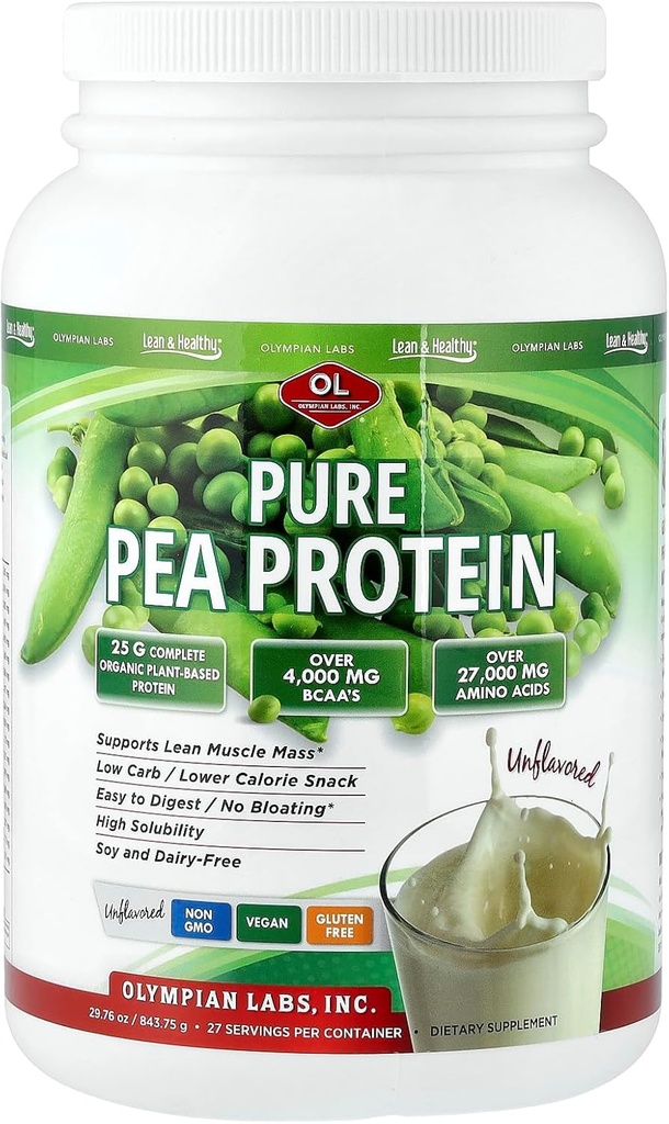 Polvere di proteine di pea, non aromaed - 25g di proteine, vegani, carboidrati a bassa rete, senza glutine, senza lattosio, senza zucchero aggiunto, senza soia, Kosher, non OGM, 2 polvere di proteine di pea del pound