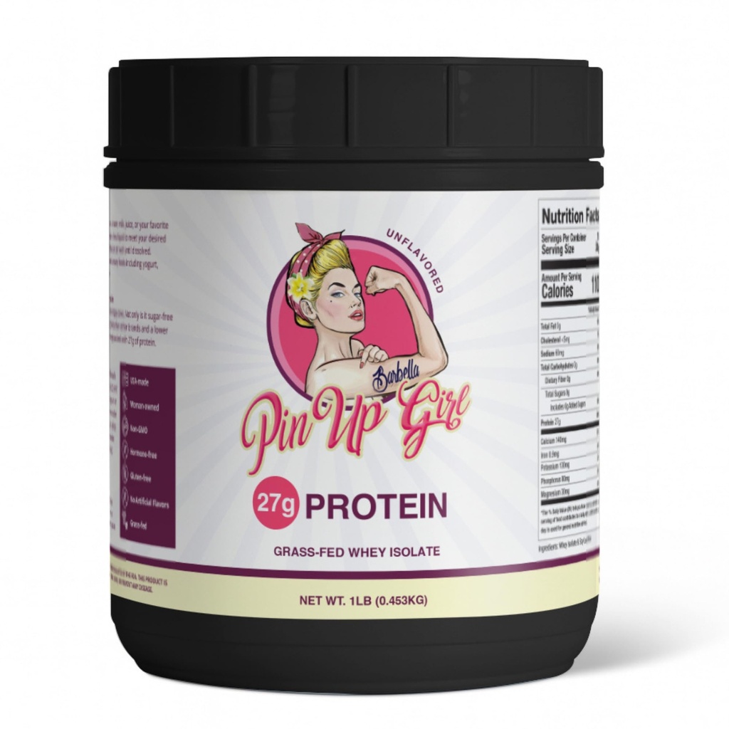 Pin Up Girl Whey Protein Isolate Powder – 27g di Protein Per Serving – Pure Premium Muscle-Building Whey Protein per le donne – Fat Free, Bassa Calorie, Carb basso, Non Aggiunto Sugar – Unflavored