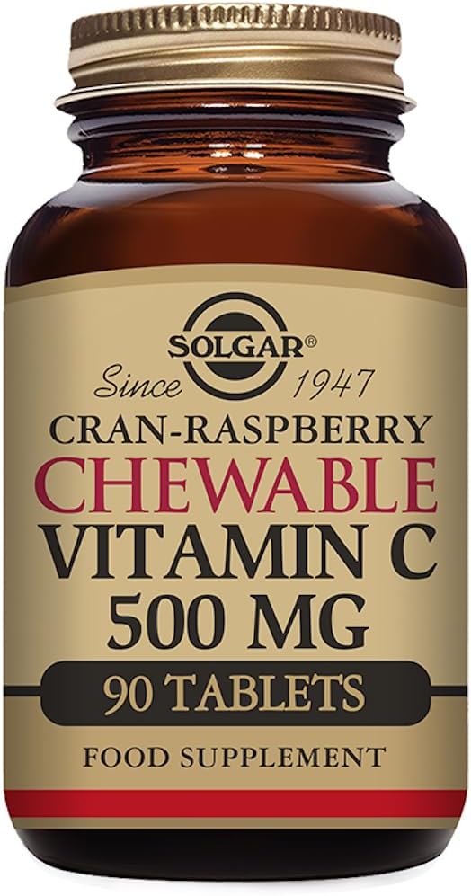 Solgar Vitamin C 500 mg Chewable Tablets, Cran Raspberry Flavor - 90 Count - Antiossidante e supporto immunitario - Supporta pelle sana e articolazioni - Non OGM, Vegan, Gluten Free, Kosher - 90 Servings
