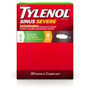 Tylenol Sinus Severe Caplets Daytime con Acetaminophen 325mg, Guaifenesin 200mg & Phenylephrine HCl 5mg, Non-Drowsy Pain Reliever, Expectorant & Nasal Decongestant, 50 pacchetti di viaggio di 2 ct