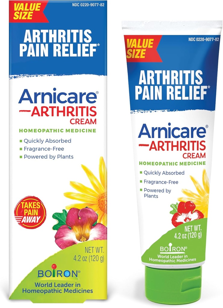 Crema di Artrite di Boiron Arnicare per Rilievo di Dolore di Ginocchiere, Mani, Polsi, Elbows, Giunti & Muscoli – Assorbimento rapido & Fragranza-Free – 4.2 oz