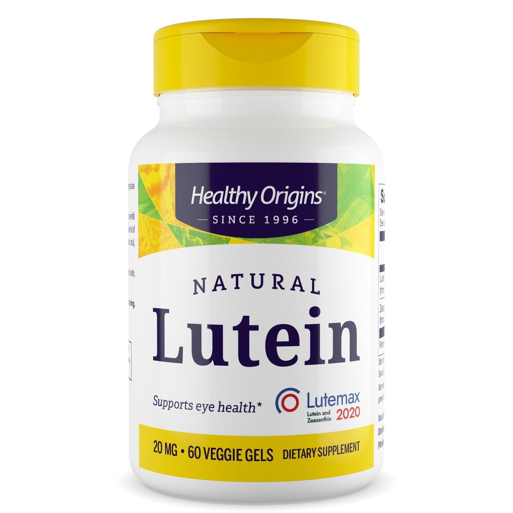 Lutein 20 mg (Lutemax 2020 con Zeaxanthin, Non OGM, Vegan, Supporto per gli occhi), 60 Gel Veggie