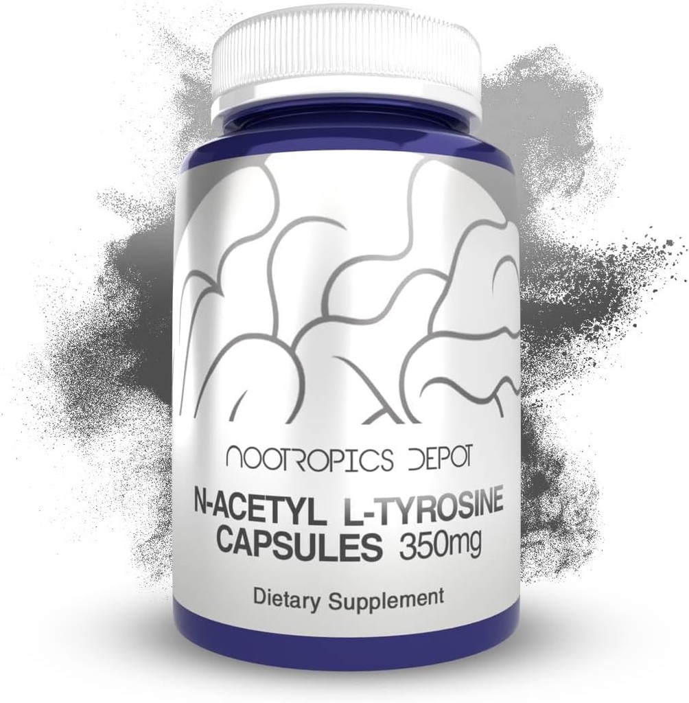 Nootropics Depot N-Acetyl L-Tyrosine Capsules | 350mg | 240 Count | NALT | Integratore Aminoacido | Integratore naturale | Supporta memoria, apprendimento, messa a fuoco, livelli di stress sani