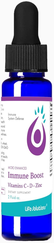 Soluzioni di vita Booster immunitario liquido - Integratore di supporto immunitario con vitamina C e zinco con VIT d3 Adulti - Supporto immunitario e Booster immuni per adulti - 2 fl oz Dropper