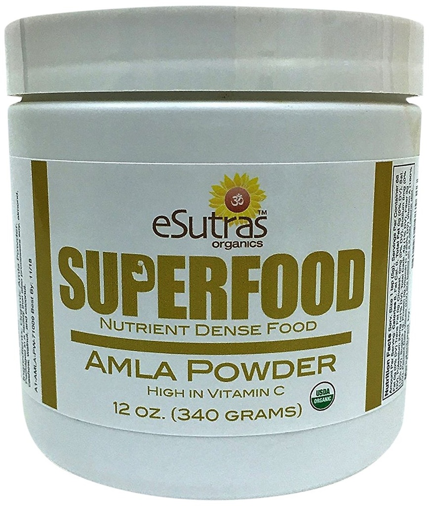 Polvere di Amla organica 12 oz, 30 porzioni vitamina C naturale ( vitamina Immune) Amalaki ha premuto a freddo il nutriente organico per frullati sani
