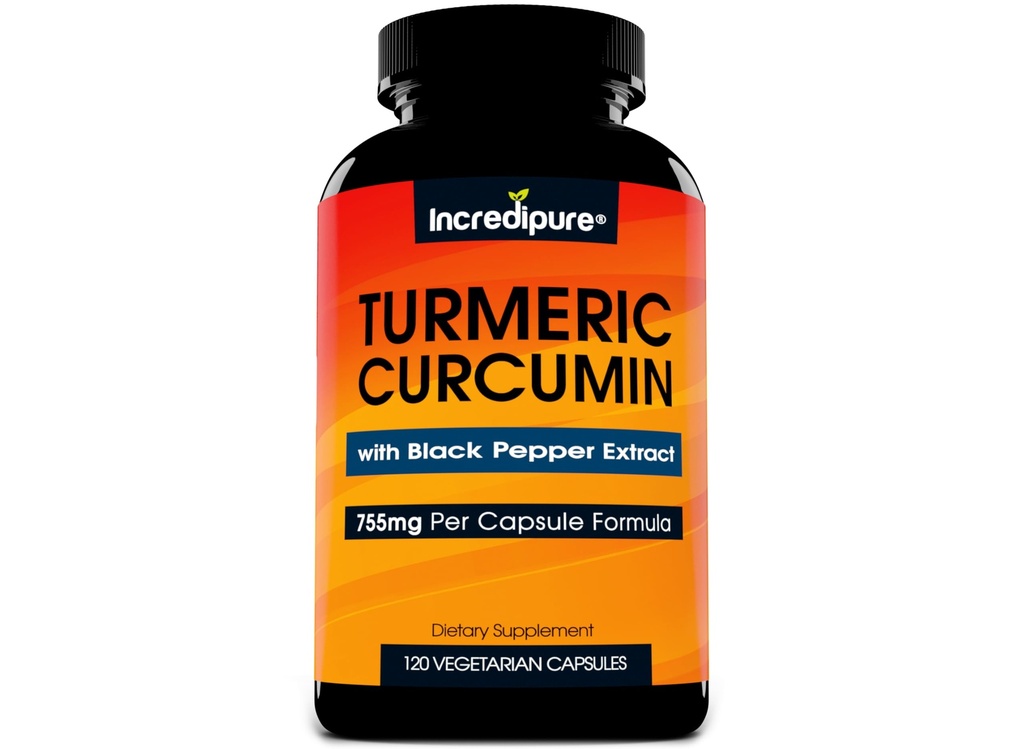 Curcumina curcuma curcuma supplemento w / BioPerine - 755mg Per capsula, 120 Veggie Caps di Curcumin Incredipure