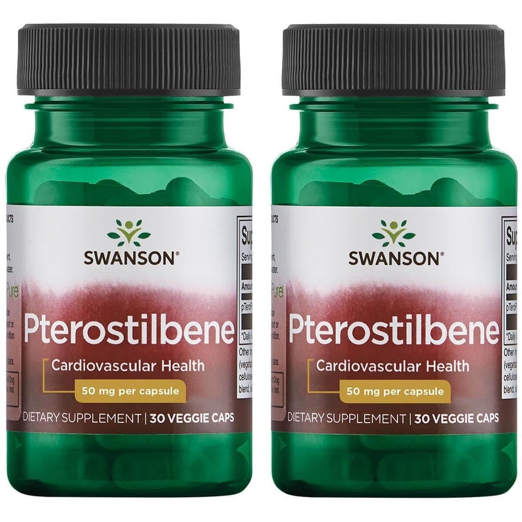 Swanson Pterostilbene 50 mg 30 Tappi di Veg (2 Confezione)