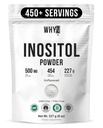 Polvere di mio-inositolo 8oz, integratore naturale di inositolo di Myo per il supporto ovarico, fertilità e equilibrio ormonale, polvere di inositolo puro, supplemento di mio-inositolo per energia, salute del cervello, 454 Servings