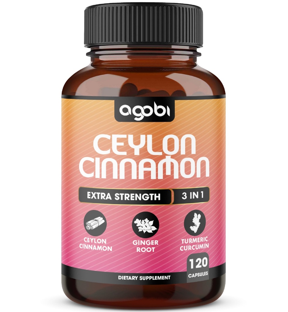 Ceylon Cinnamon Capsule - Combinato con radice di zenzero e curcumina curcuma supplemento - 120 capsule vegane