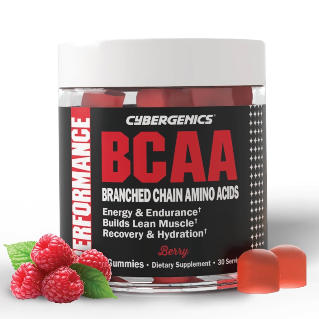 BCAA Gummies, chews di energia con elettroliti a catena ramificata aminoacidi, costruire il muscolo magro e aumentare l'endurance, 60 Gummies, a base di bacche