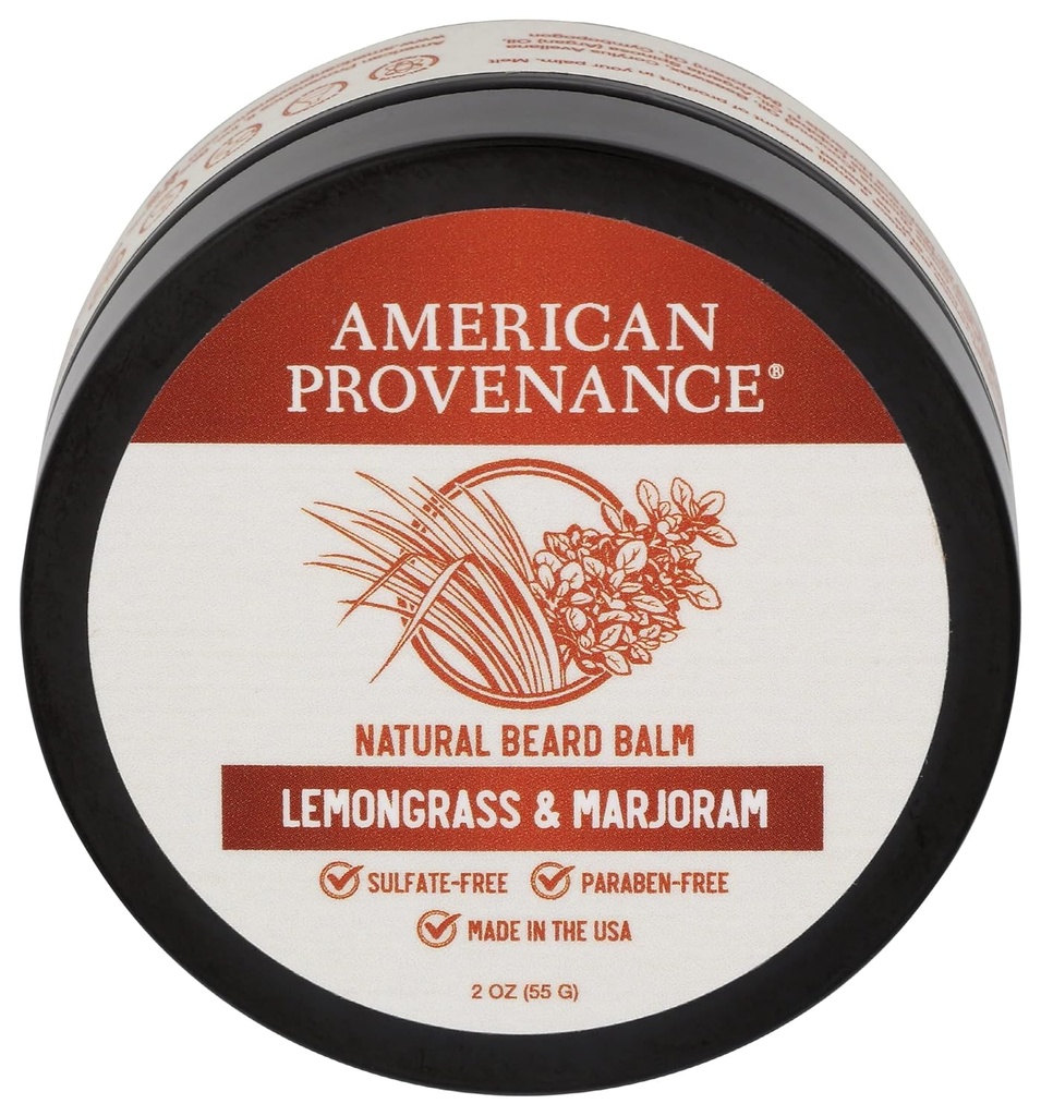 American Provenance Premium Natural Beard and Mustache Balm for Men with Shea Butter, Jojoba Oil, Argan Oil - Grooming Balm che Condizioni, Moisturizes and Strenthens Beards and Mustaches of Any Lunghezza | Lemongrass & Marjoram, 2 oz (Pack of 1)