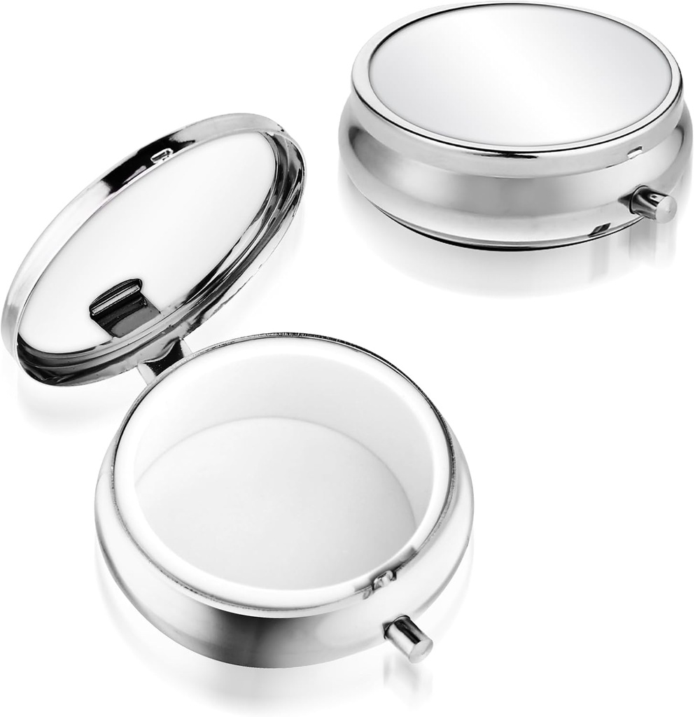 Sibba Portable Medicine Pill Case, Travel Multi-Functional Moisture Proof Pill Box per Purse & Pocket, Cute Metal Medicine Pill Organizer Box per Vitamine, Fish Oil & Supplements(1 Compartment)