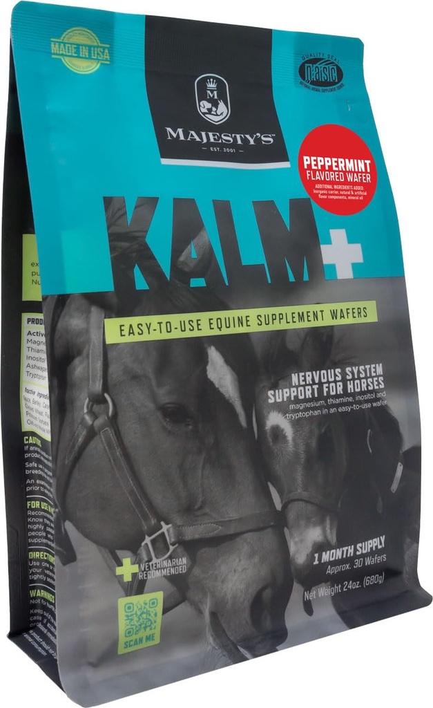 Kalm Plus Horse/Equine Peppermint Wafers 30 Count