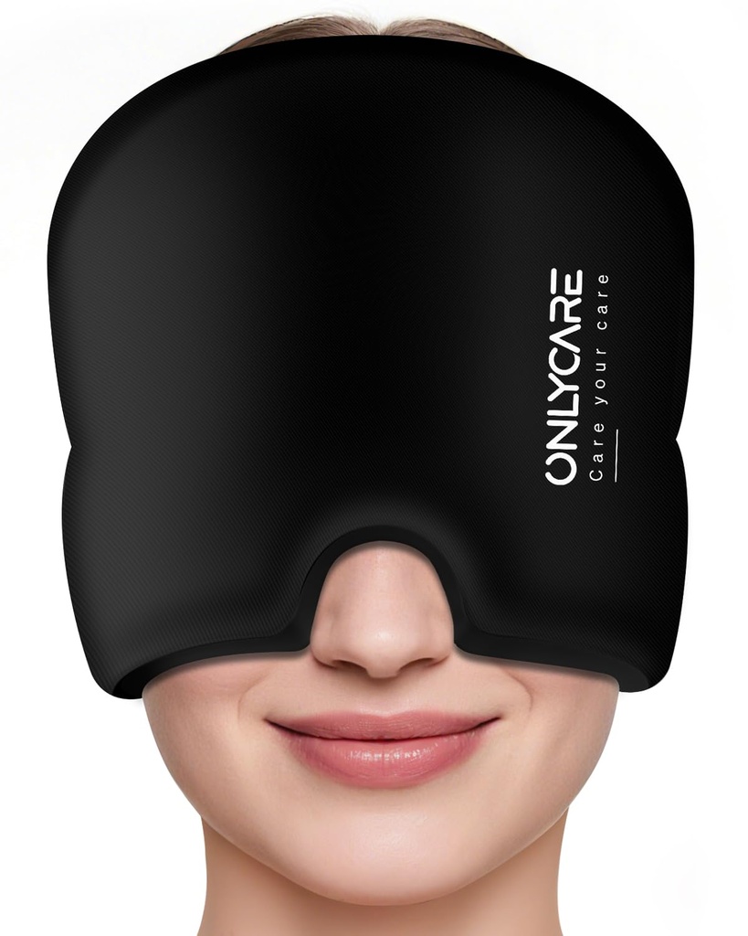 SOLOCARE Migraine Relief Cap, Maschera di migrana rilassante,Intreccia di testa di ghiaccio di gel inodore, Terapia calda e fredda, FSA-HSA Eleggibile Headache Ice Pack per la tensione e lo stress (nero)