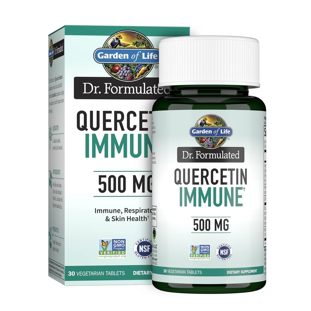 Giardino della vita Quercetina Una volta Daily Immune System Support Supplemento con Vitamina C, D & Probiotics – Dr Formulated – Salute Immune, Respiratorio e Salute Della Pelle, Gluten Free, Non OGM – 30 compresse