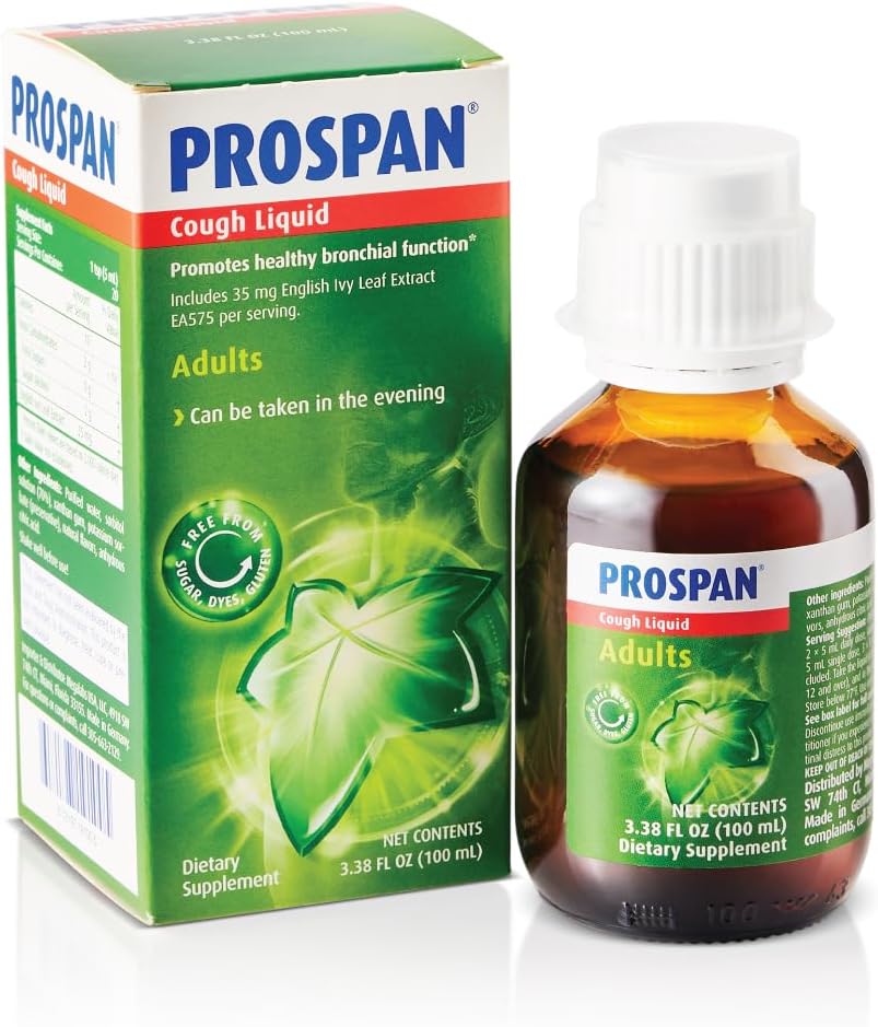 Prospan/Abrilar Cough Syrup + Mucus con Proprietario English Ivy Leaf Extract EA575 per Adulti - Soothes Cough, Mucus Relief, No Aggiunto Sugar, Non-Drowsy, Alcohol-Free, Drug-Free - 100mL
