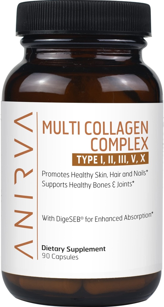 Multi Collagen Complex - Tipo I, II, III, V, X - Integratore di Collage per Giunti Antiinvecchiamento, Sani, Capelli, Pelle e Unghie