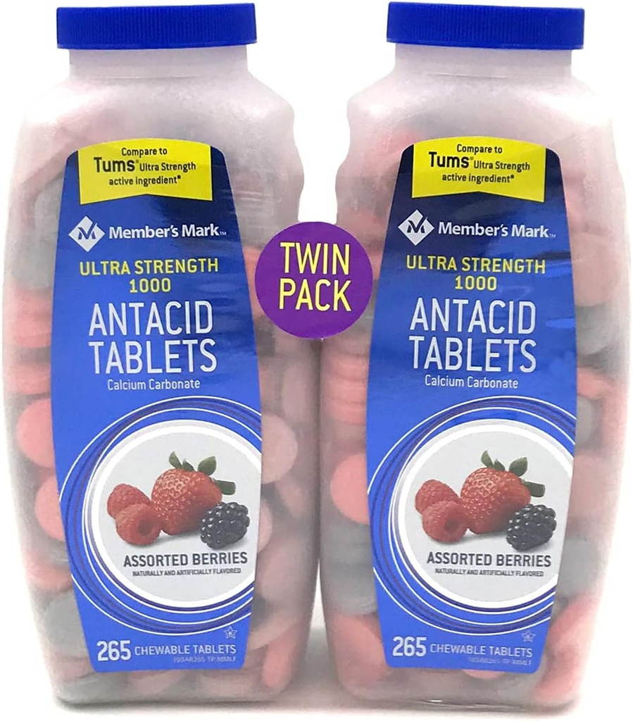 Membri Mark Ultra-Strength Antacid, Assorted Berry, 265 Conte (2 Confezione)