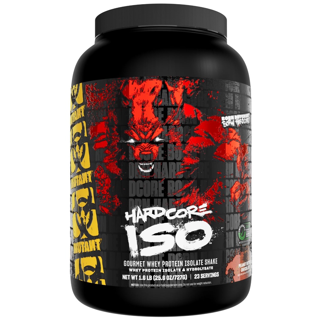Mutant ISO Surge Whey Protein Isolate Powder agisce rapidamente per aiutare a recuperare, costruire il muscolo, la massa e la forza, 1,6 lb (cioccolato di burro di arachidi)