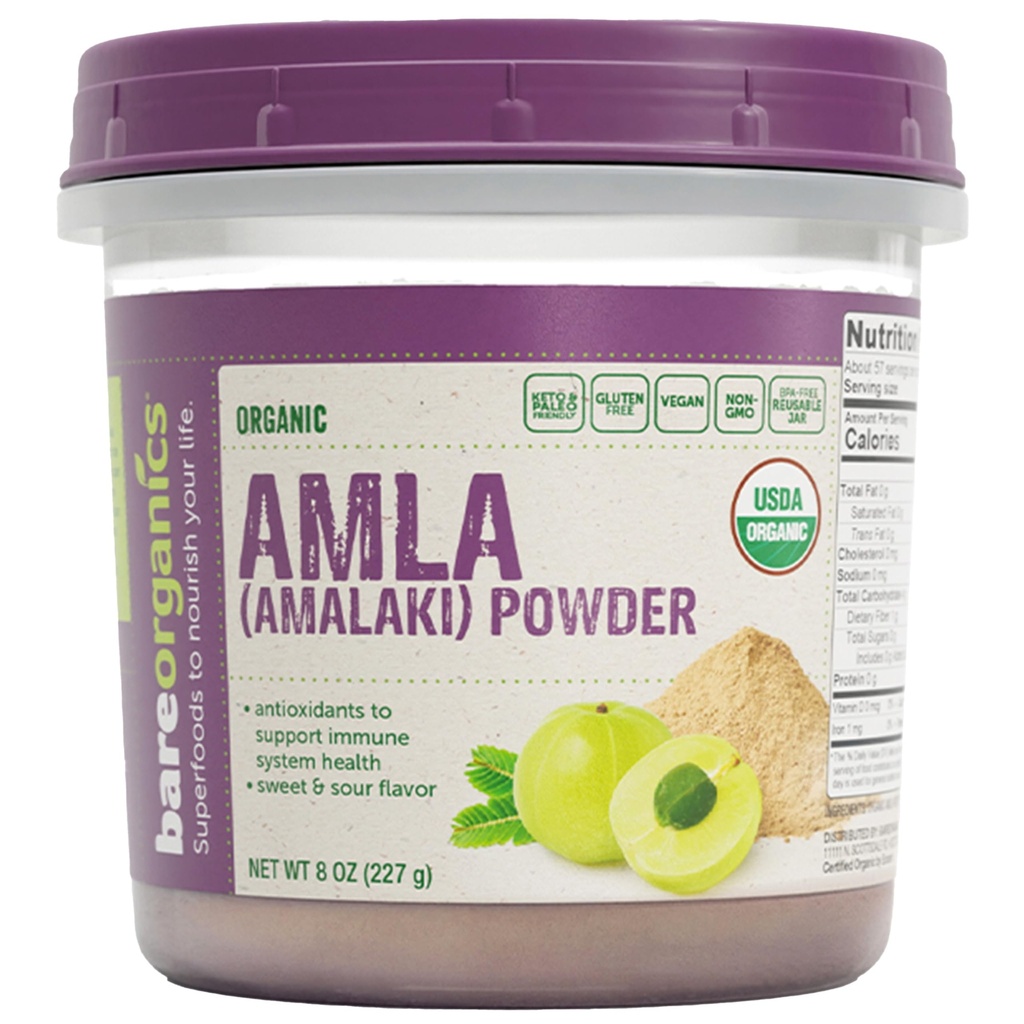 BareOrganics Amla, Indian Gooseberry & Superfood Powder, Integratore alimentare, 8 Oz