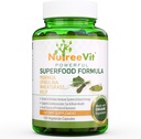 NutreeVit 100% Organic Powerful Superfood Formula - Sistema immunitario Booster Pillole di energia con Moringa, Spirulina, Wheatgrass e Kelp - 90 Conte Bottiglia