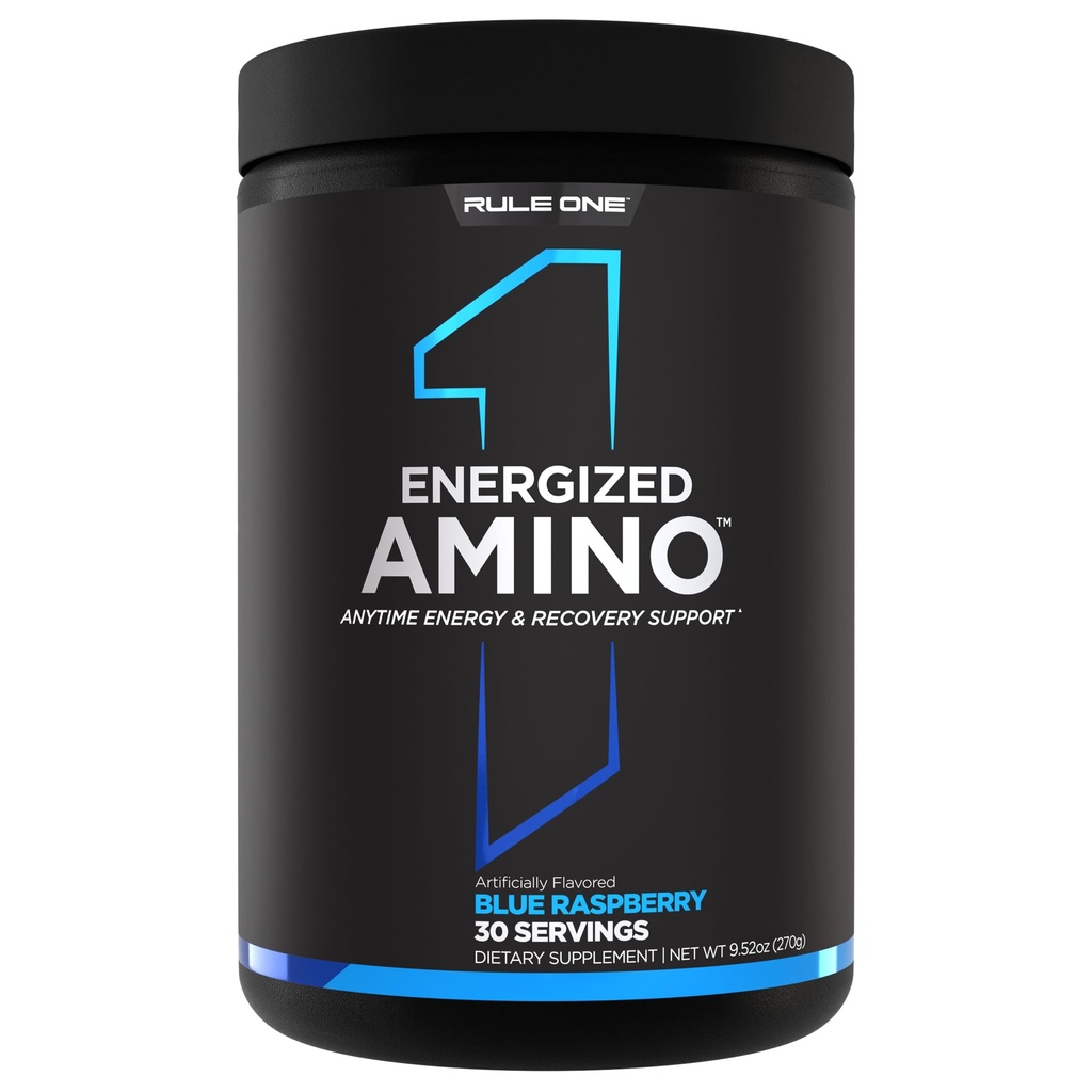 Regola 1 Proteine Amino Energizzato – In qualsiasi momento Energy and Recovery Support with BCAAs, Glutamina, Citrulline, Beta Alanine, Caffeina da Green Coffee e Tea Leaf Extracts (Blue Raspberry, 30 Servings)