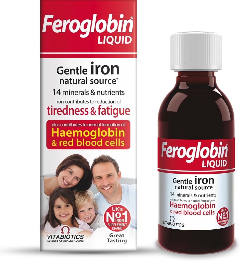 Feroglobin Gentle Iron and Nutrient Liquid - Ridurre la stanchezza e la fatica | Mantenere la salute e la vitalità | Fonte di ferro naturale