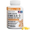 Wild Caught Omega 3 Fish Oil per i cani - 180 capsule di softgel per la pelle sana e il cappotto - grandi 1000 mg Pillole di olio di pesce per spargimento, pelle di prurito asciutta e Hot Spots - Supplemento di salmone Omega Pet
