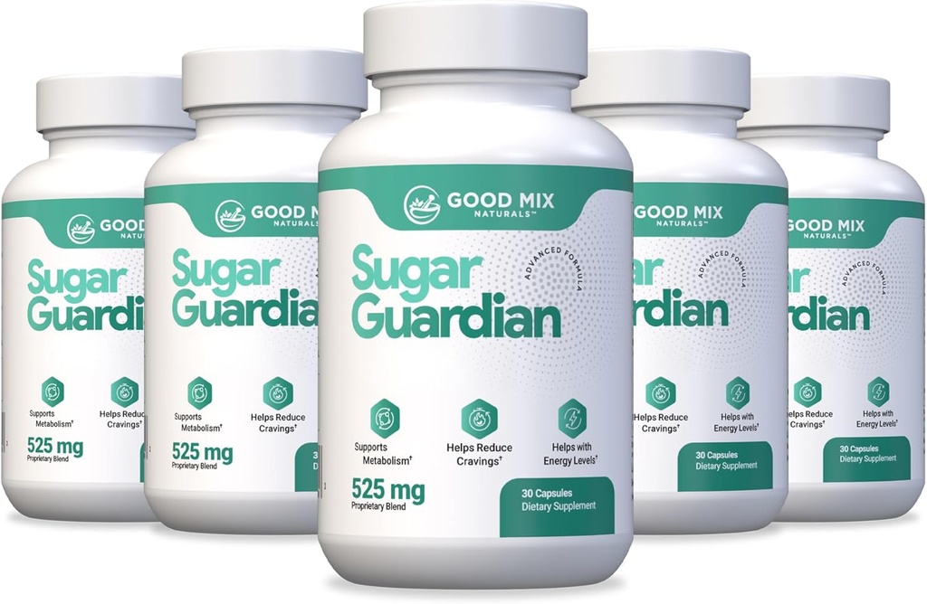 Integratore a base di erbe della soluzione di Sugar Guardian | 525mg 180 capsule di polvere - 6 mesi di alimentazione | ingredienti vegetali - Non OGM - Made in USA - 6 Pack