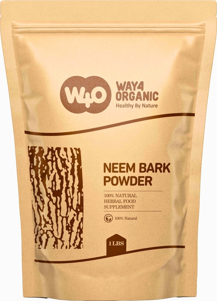 Neem Bark Powder 16 Oz (1 lb) - Supporto dentale e digestione - Polvere di denti - Way4Organic